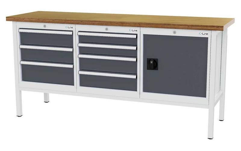 Simplaflex Werkbank Simplaflex Kastenwerkbank mit 7 Schubladen + 1 Türe von Simplaflex