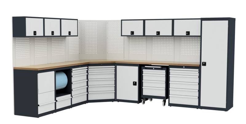 Simplaflex Werkstatt-Set Simplaflex Werkstatt Set - BxTxH: 2970 / 3700 x 600 x 1950 mm, BxTxH: 297/370 x 60 x 195 cm von Simplaflex