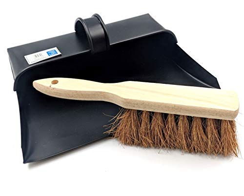 Schwarz Kapuzen Metall Staub Pfanne und weichen Bürste Kehrschaufel aschekastens Traditionelle Kehrschaufel und Bürste von TDBS The Dustpan and Brush Store