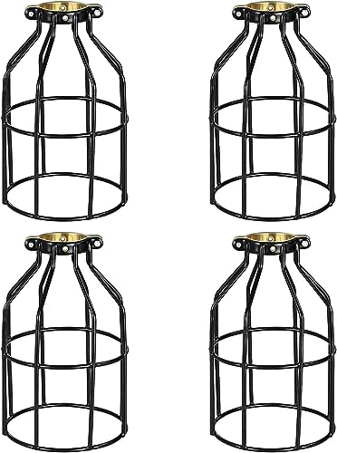 Simple Deluxe 4-Stück Verstellbare Hängeleuchte Hängelampe Lampenschirm Klammer auf Metall Lampenschutz Käfig für Hängeleuchte, Vintag Lamp Shade Bauernhaus-Lampen Retro-Lampenschirm,Schwarz von Simple Deluxe