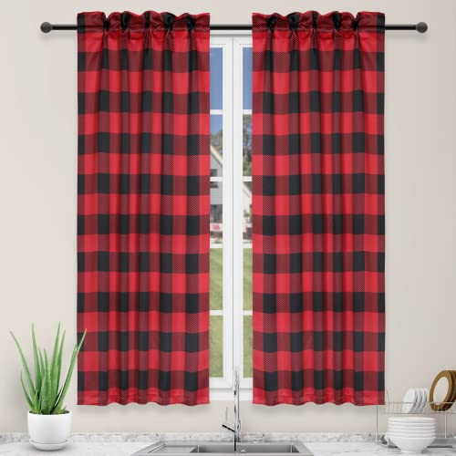Simple Deluxe Buffalo Check Küchen-Vorhänge, kariert, Gingham-Muster, Kleiner Vorhang für halbe Café-Fenster, 66 cm B x 114 cm L, Schwarz und Rot Simple Deluxe Buffalo Check Küchen-Vorhänge, kariert, Gingham-Muster, Kleiner Vorhang für halbe Café-Fenster, 66 cm B x 114 cm L, Schwarz und Rot von Simple Deluxe