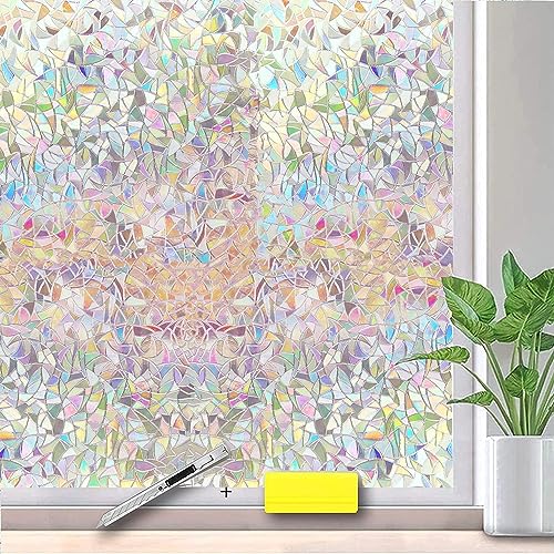 Simple Fix Fensterfolie - 60 x 300 cm - Sichtschutzfolie Fenster Folie, Isolierfolie - Fensterfolie Blickdicht Selbsthaftend - Regenbogen von Simple Fix