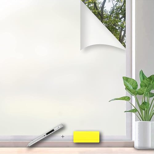 Simple Fix Fensterfolie - Milchglasfolie 70 x 300 cm - Sichtschutzfolie, Isolierfolie, Fensterfolie Milchglas - Fenster Folie Blickdicht Selbsthaftend - Milch von Simple Fix