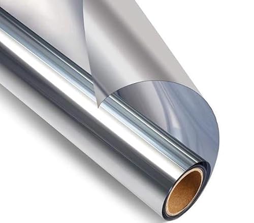Simple Fix Fensterfolie Spiegelfolie Silber - 60 x 300 cm - Selbshaftend Blickdicht Sichtschutzfolie für Fenster - Sonnenschutzfolie Fenster Innen - Spiegelfolie Fenster Sichtschutz - Silber von Simple Fix
