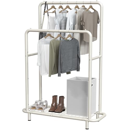Simple Houseware Doppelstangen-Kleiderständer mit unteren Ablagen, weiß von Simple Houseware