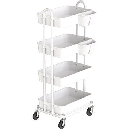 Simple Houseware Hochleistungs-Rollwagen mit 4 Ebenen, weiß von Simple Houseware