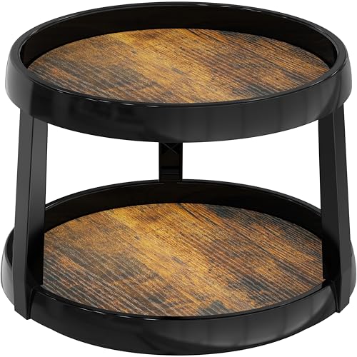 Simple Houseware Lazy Susan Multifunktions-Organizer, 2 Ebenen, rustikales Braun von Simple Houseware