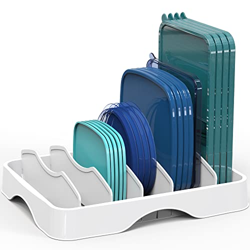 Simple Houseware Lebensmittelbehälter-Deckel-Organizer, verstellbare Trennwände, Deckelaufbewahrung, 33 x 25 cm, Weiß von Simple Houseware