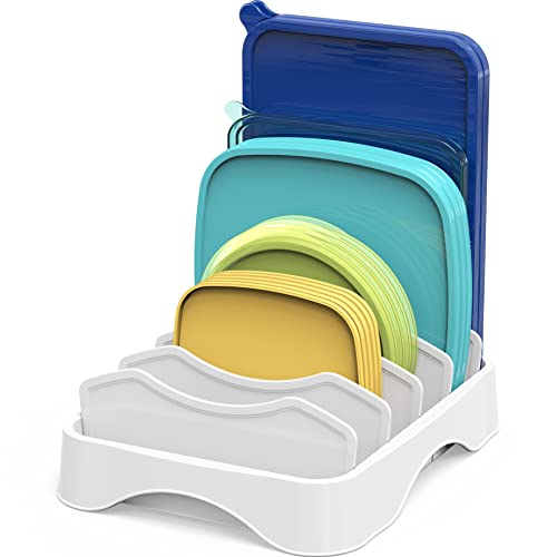 Simple Houseware Lebensmittelbehälterdeckel-Organizer, verstellbare Trennwände, Deckel, Aufbewahrung, 25,4 x 20,3 cm, Weiß von Simple Houseware