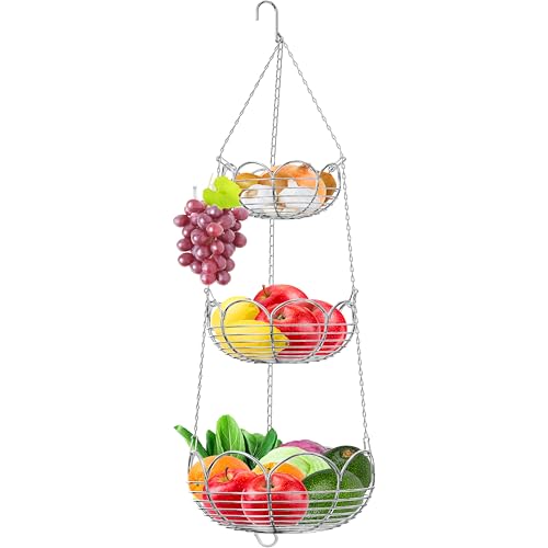 Simple Houseware Moderner Obstkorb zum Aufhängen, 3 Ebenen, Chrom von Simple Houseware