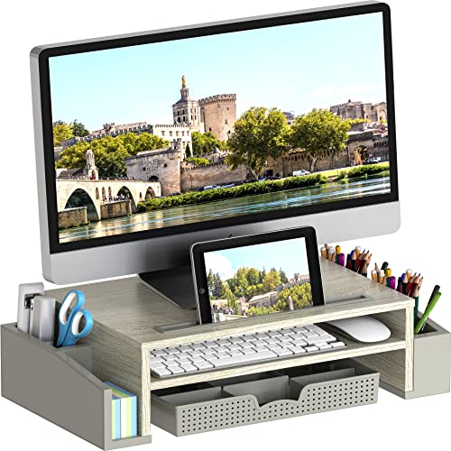 Simple Houseware Schreibtisch-Monitorständererhöhung mit Verstellbarer Organizer-Ablage, Ahorn Simple Houseware Schreibtisch-Monitorständererhöhung mit Verstellbarer Organizer-Ablage, Ahorn von Simple Houseware