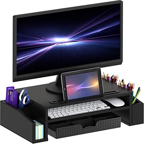 Simple Houseware Schreibtisch-Monitorständererhöhung mit Verstellbarer Organizer-Ablage, Schwarz von Simple Houseware