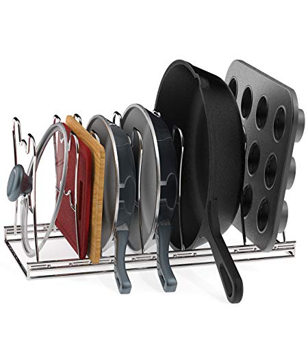 Simple Houseware Topf- und Pfannen-Organizer mit 7 verstellbaren Fächern, Deckelhalter, Chrom von Simple Houseware