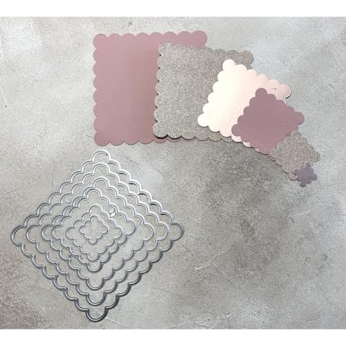 Stanzschablone Rahmen Quadrate mit Scallop Rand , bis 12x12 cm, 6-tlg. von Simple Lettering est. 2017