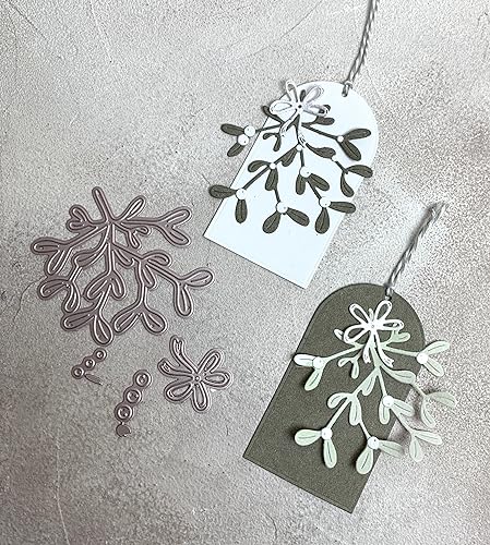 Stanzschablone Weihnachten Mistel Kuss Mistelzweig mit Schleife, 7x7cm, 4-tlg. von Simple Lettering est. 2017