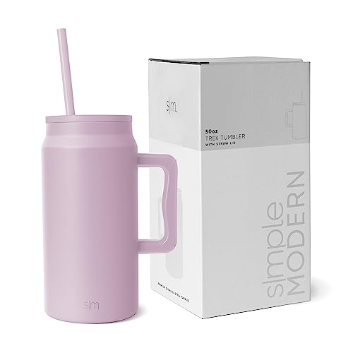 Simple Modern Thermobecher mit Strohhalm und Griff | Großer Isolierter Edelstahl-Wasserkrug | Geschenke für Frauen und Männer | Trek | 1480ml | Lavender Mist von Simple Modern