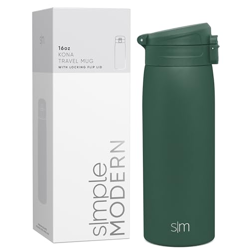 Simple Modern Thermobecher Kaffeebecher to go mit Schnappdeckel | Isolierbecher Edelstahl | Geschenke für Frauen und Männer | Kona | 470ml | Forest von Simple Modern