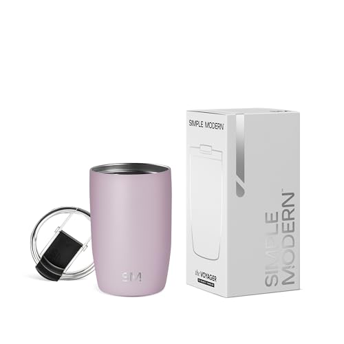 Simple Modern Thermobecher Kaffeebecher to go mit Klappdeckel | Isolierter Edelstahl-Kaffeebecher | Geschenke für Frauen und Männer | Voyager | 350ml | Lavender Mist von Simple Modern