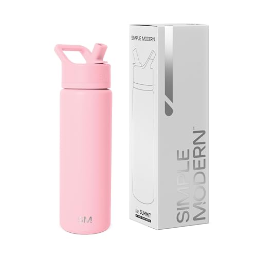 Simple Modern Trinkflasche mit Strohhalm | Wasserflasche Edelstahl Isolierte für den Sport Fitnessstudio | Summit | 650ml | Blush von Simple Modern