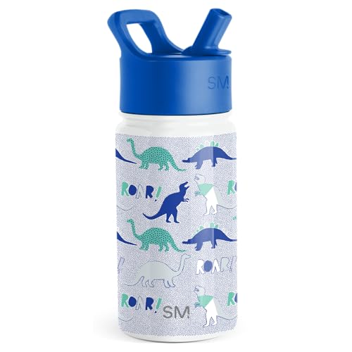 SIMPLE MODERN Trinkflasche für Kinder mit Trinkhalm | Isolierter wiederverwendbarer Edelstahlbecher für Jungen und Mädchen Kleinkind | Summit Sammlung | 415ml | Dinosaur Roar von Simple Modern