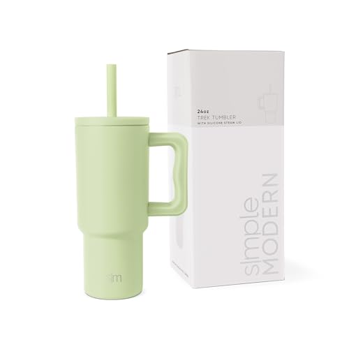 Simple Modern Kinder-Becher mit Griff und Silikon-Trinkhalm-Deckel, auslaufsicher und auslaufsicher, wiederverwendbare Edelstahlflasche, Geschenk für Kinder, Jungen, Mädchen, Trek-Kollektion, Sandy von Simple Modern