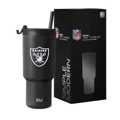 Simple Modern Offiziell lizenziertes NFL Oakland Raiders Trinkglas mit Klappdeckel und Strohhalmen, isolierter Becher aus Edelstahl, Geschenke für Männer und Frauen, Trek Collection, Oakland Raiders Simple Modern Offiziell lizenziertes NFL Oakland Raiders Trinkglas mit Klappdeckel und Strohhalmen, isolierter Becher aus Edelstahl, Geschenke für Männer und Frauen, Trek Collection, Oakland Raiders von Simple Modern
