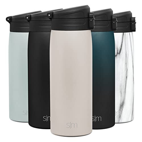 Simple Modern ReiseKaffeebecher mit Schnappdeckel | Isolierter wiederverwendbarer Edelstahlbecher | Geschenke für Frauen und Männer | Kona Sammlung | 470ml | Almond Birch von Simple Modern