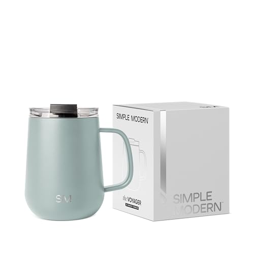 Simple Modern ReiseKaffeetasse mit Griff | Isolierter EdelstahlEiskaffeebecher Teetasse | Geschenke für Frauen und Männer | Voyager Sammlung | 350ml | Sea Glass Sage von Simple Modern