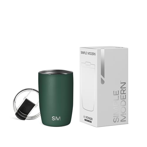 Simple Modern Thermobecher Kaffeebecher to go mit Klappdeckel | Isolierter Edelstahl-Kaffeebecher | Geschenke für Frauen und Männer | Voyager | 350ml | Forest von Simple Modern