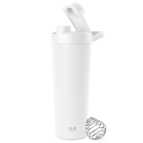 Simple Modern Shaker-Edelstahl-Flasche mit Ball | Metall-Isolierbecher für Proteinshakes, Shakes und Pre-Workout-Getränke | Rally | 710ml | Winter White von Simple Modern
