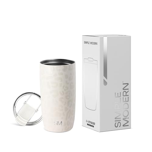 Simple Modern Thermobecher Kaffeebecher to go mit Klappdeckel | Isolierter Edelstahl-Kaffeebecher | Geschenke für Frauen und Männer | Voyager | 470ml | Cream Leopard Simple Modern Thermobecher Kaffeebecher to go mit Klappdeckel | Isolierter Edelstahl-Kaffeebecher | Geschenke für Frauen und Männer | Voyager | 470ml | Cream Leopard von Simple Modern