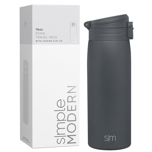 Simple Modern Thermobecher Kaffeebecher to go mit Schnappdeckel | Isolierbecher Edelstahl | Geschenke für Frauen und Männer | Kona | 470ml | Graphite von Simple Modern