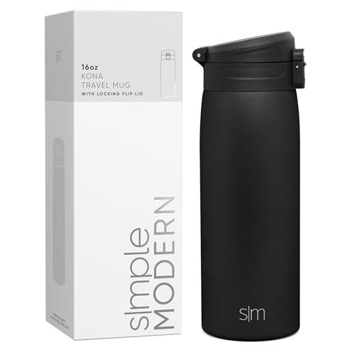 Simple Modern Thermobecher Kaffeebecher to go mit Schnappdeckel | Isolierbecher Edelstahl | Geschenke für Frauen und Männer | Kona | 470ml | Midnight Black Simple Modern Thermobecher Kaffeebecher to go mit Schnappdeckel | Isolierbecher Edelstahl | Geschenke für Frauen und Männer | Kona | 470ml | Midnight Black von Simple Modern