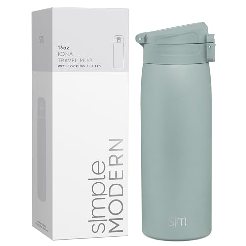 Simple Modern Thermobecher Kaffeebecher to go mit Schnappdeckel | Isolierbecher Edelstahl | Geschenke für Frauen und Männer | Kona | 470ml | Sea Glass Sage Simple Modern Thermobecher Kaffeebecher to go mit Schnappdeckel | Isolierbecher Edelstahl | Geschenke für Frauen und Männer | Kona | 470ml | Sea Glass Sage von Simple Modern