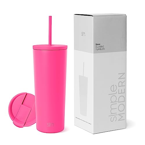 Simple Modern Thermobecher mit Strohhalm und Deckel | Trinkbecher mit Henkel Wiederverwendbare Edelstahl | Geschenke für Frauen und Männer | Classic | 710ml | Raspberry Vibes von Simple Modern