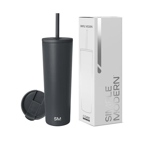 Simple Modern Thermobecher mit Strohhalm und Deckel | Trinkbecher mit Henkel Wiederverwendbare Edelstahl | Geschenke für Frauen und Männer | Classic | 830ml | Graphite Simple Modern Thermobecher mit Strohhalm und Deckel | Trinkbecher mit Henkel Wiederverwendbare Edelstahl | Geschenke für Frauen und Männer | Classic | 830ml | Graphite von Simple Modern
