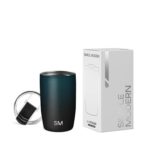 Simple Modern Thermobecher Kaffeebecher to go mit Klappdeckel | Isolierter Edelstahl-Kaffeebecher | Geschenke für Frauen und Männer | Voyager | 350ml | Moonlight von Simple Modern