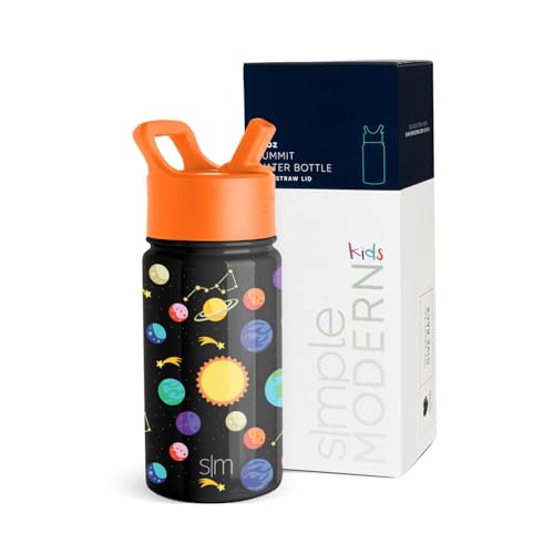 Simple Modern Trinkflasche Kinder mit Strohhalm | Sport Isolierte Edelstahl-Kindertrinkflasche für Kleinkinder Jungen und Mädchen | Summit | 415ml | Solar System von Simple Modern
