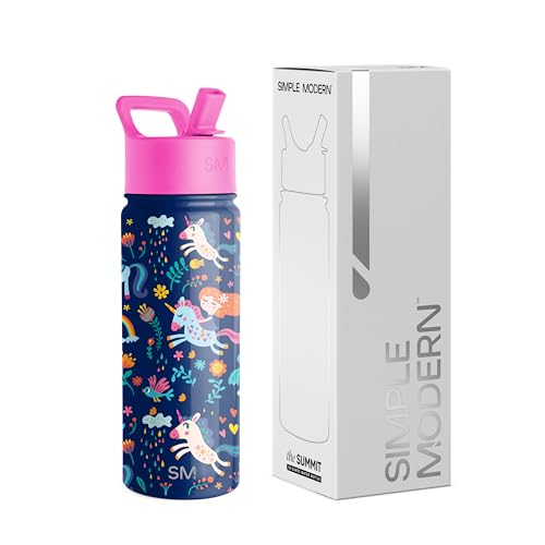 Simple Modern Trinkflasche Kinder mit Strohhalm | Sport Isolierte Edelstahl-Kindertrinkflasche für Kleinkinder Jungen und Mädchen | Summit | 530ml | Unicorn Rainbows Simple Modern Trinkflasche Kinder mit Strohhalm | Sport Isolierte Edelstahl-Kindertrinkflasche für Kleinkinder Jungen und Mädchen | Summit | 530ml | Unicorn Rainbows von Simple Modern