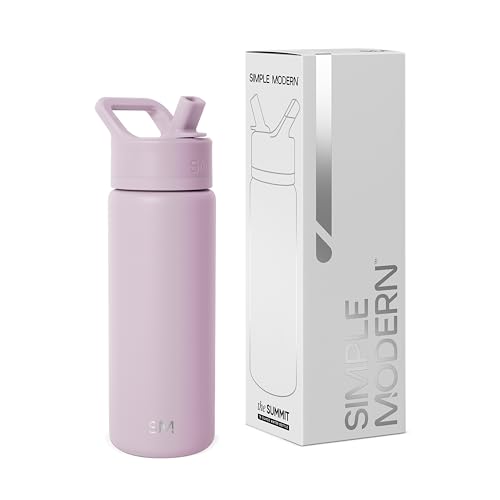 Simple Modern Trinkflasche mit Strohhalm | Wasserflasche Edelstahl Isolierte für den Sport Fitnessstudio | Summit | 530ml | Lavender Mist von Simple Modern