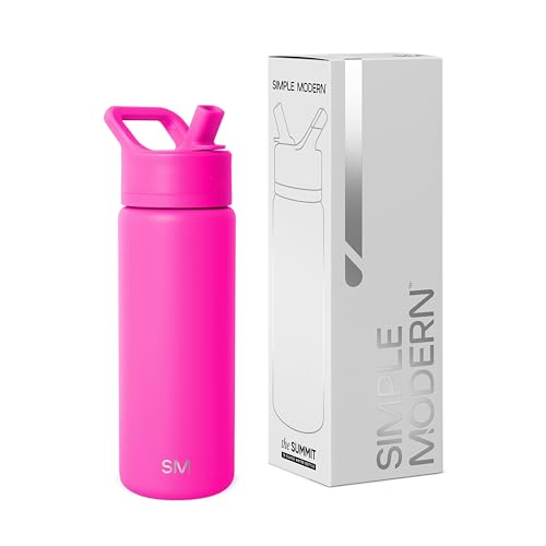 Simple Modern Trinkflasche mit Strohhalm | Wasserflasche Edelstahl Isolierte für den Sport Fitnessstudio | Summit | 530ml | Raspberry Vibes von Simple Modern