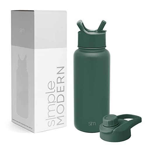Simple Modern Trinkflasche mit Strohhalm und Chug-Deckel | Wasserflasche Edelstahl Isolierte für den Sport Fitnessstudio | Summit | 950ml | Forest Simple Modern Trinkflasche mit Strohhalm und Chug-Deckel | Wasserflasche Edelstahl Isolierte für den Sport Fitnessstudio | Summit | 950ml | Forest von Simple Modern