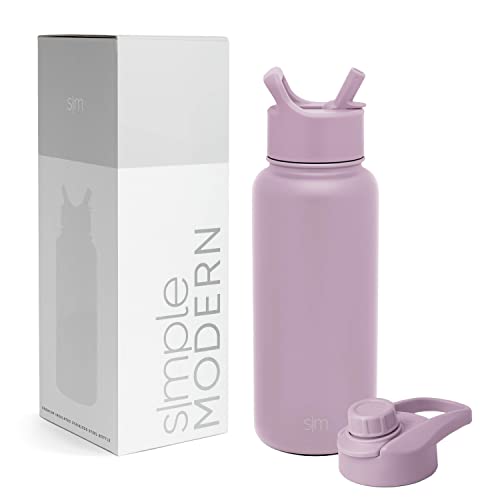 Simple Modern Trinkflasche mit Strohhalm und Chug-Deckel | Wasserflasche Edelstahl Isolierte für den Sport Fitnessstudio | Summit | 950ml | Lavender Mist Simple Modern Trinkflasche mit Strohhalm und Chug-Deckel | Wasserflasche Edelstahl Isolierte für den Sport Fitnessstudio | Summit | 950ml | Lavender Mist von Simple Modern