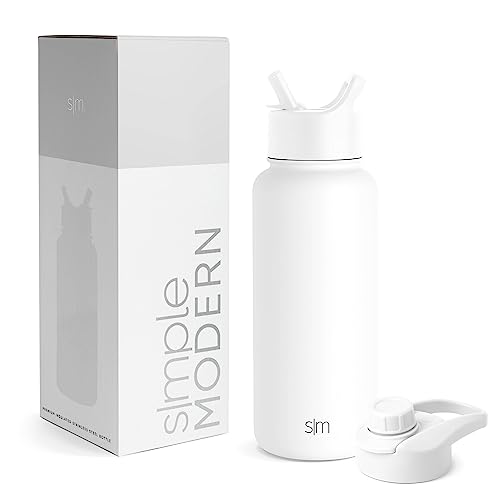 Simple Modern Trinkflasche mit Strohhalm und Chug-Deckel | Wasserflasche Edelstahl Isolierte für den Sport Fitnessstudio | Summit | 950ml | Winter White von Simple Modern
