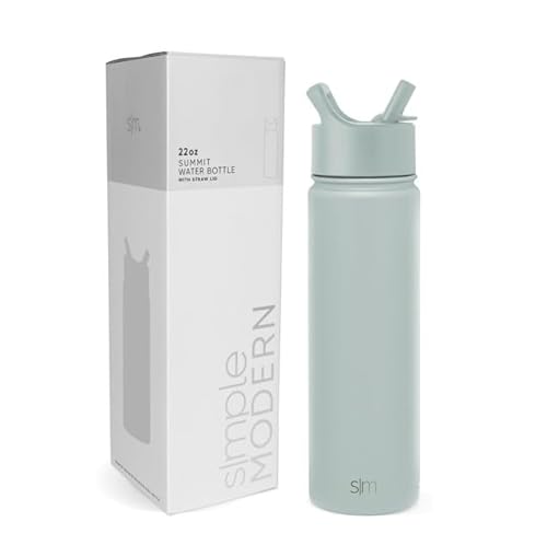 Simple Modern Trinkflasche mit Strohhalm | Wasserflasche Edelstahl Isolierte für den Sport Fitnessstudio | Summit | 650ml | Sea Glass Sage von Simple Modern