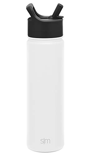 SIMPLE MODERN Wasserflasche mit Trinkhalm | Isolierte Edelstahl-Thermoskanne für den Sport Fitnessstudio | Summit Sammlung | 650ml | Winter White von Simple Modern