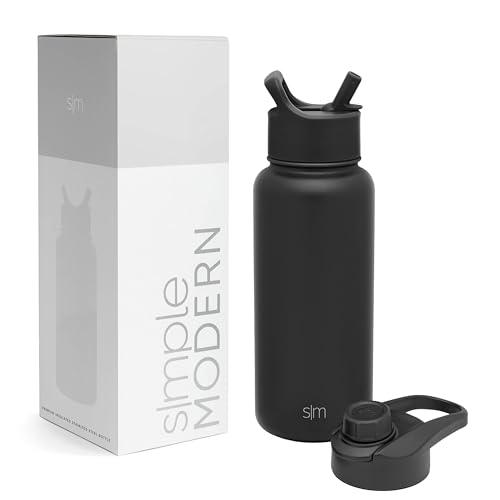 Simple Modern Trinkflasche mit Strohhalm und Chug-Deckel | Wasserflasche Edelstahl Isolierte für den Sport Fitnessstudio | Summit | 950ml | Midnight Black von Simple Modern