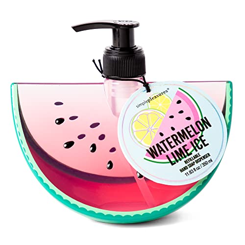 Neuheit Decor Handseifenspender aus Kunststoff: Simple Pleasures geformte Flasche mit duftender Flüssigseife – dekorativer Handpumpe, nachfüllbarer Seifenspender für Küche und Bad (Wassermelone) von Simple Pleasures