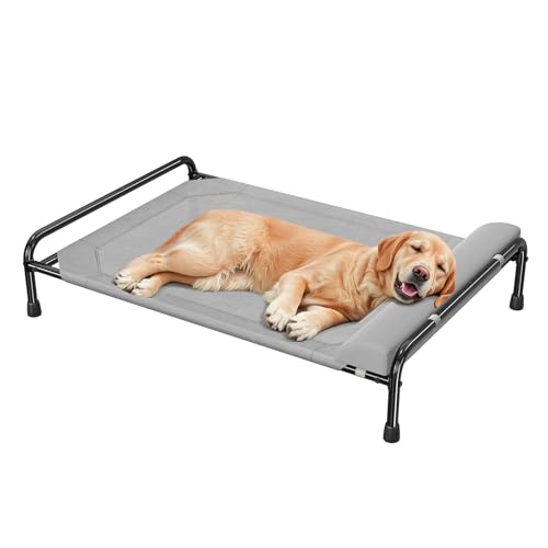 Simple Trending Erhöhtes Hundebett, kühlendes erhöhtes Haustierbett mit abnehmbarer Nackenrolle, atmungsaktives Hunde-Couch-Bett für drinnen und draußen, Grau Simple Trending Erhöhtes Hundebett, kühlendes erhöhtes Haustierbett mit abnehmbarer Nackenrolle, atmungsaktives Hunde-Couch-Bett für drinnen und draußen, Grau von Simple Trending