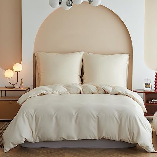 Simple&Opulence Bambus Bettbezug Set, Seidiger und weicher Bettbezug Kühle Bettwäsche Perfekt für Haut und Haar mit Kopfkissenbezügen,Beige,155x220cm von Simple&Opulence